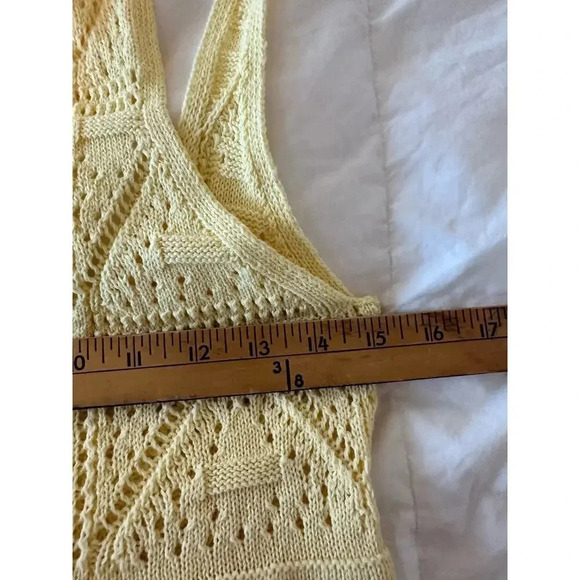 Zara Yellow Sleeveless Open Back Crochet Knit Dress Size Medium - Picture 6 of 11